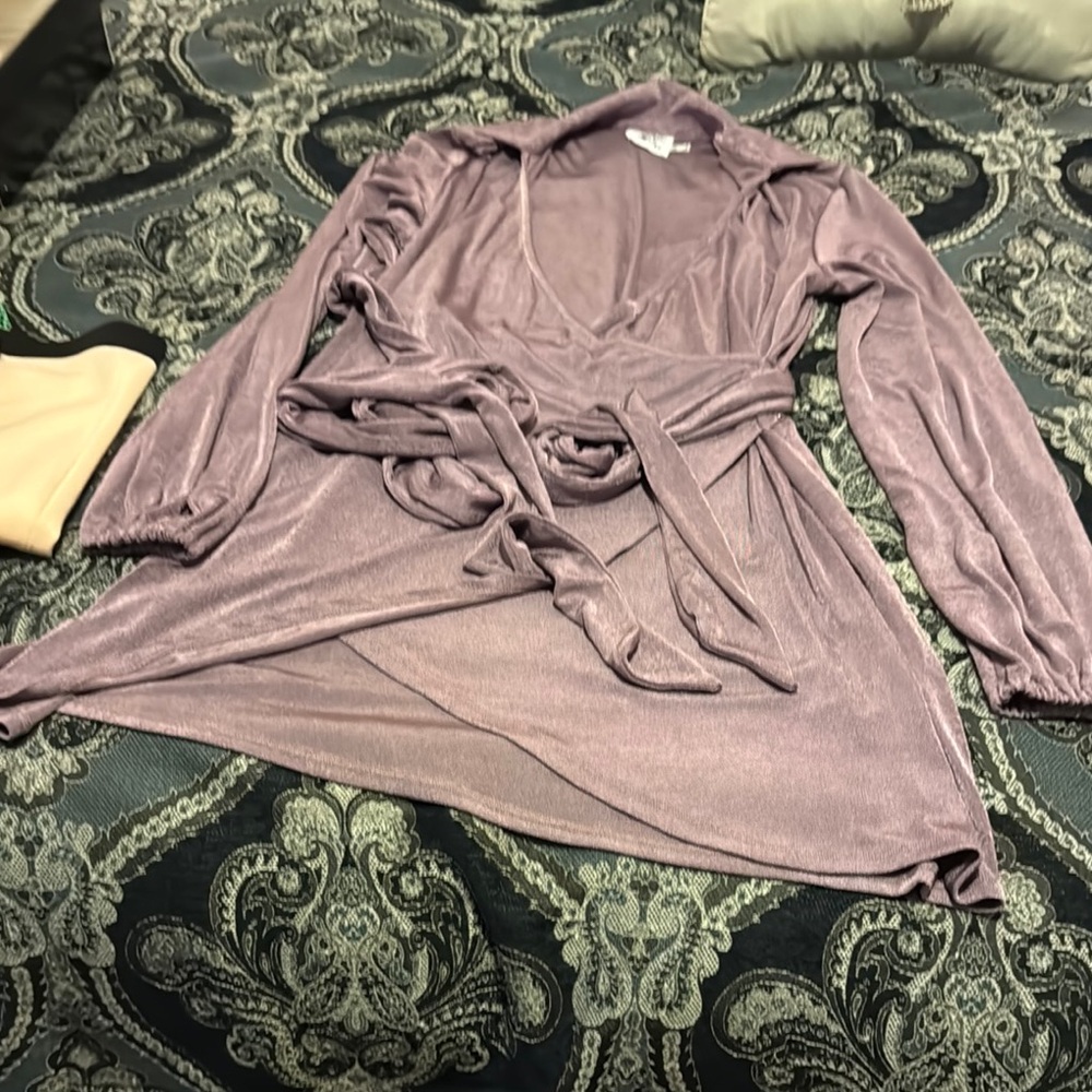 Princess Polly Metallic Lavender Wrap Dress